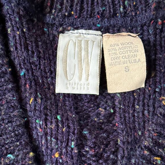 Clifford & Wills Purple V-Neck Oversized Cable Knit Sweater Size Small - Picture 5 of 5